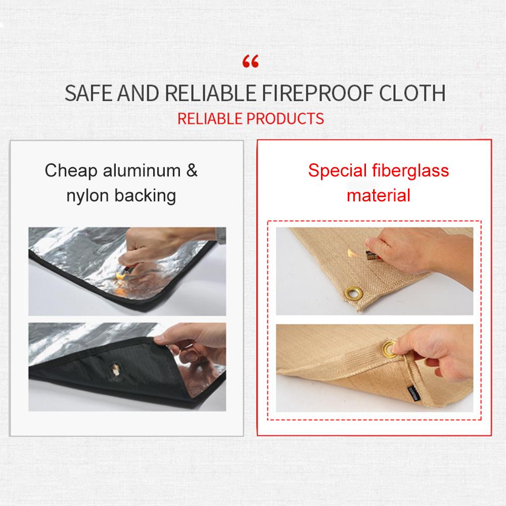 Camping Fireproof Grill Mat Cloth Flame Retardant Ember Mat Blanket with Storage Bag for Outdoors Picnic Barbecue Fireproof Mat