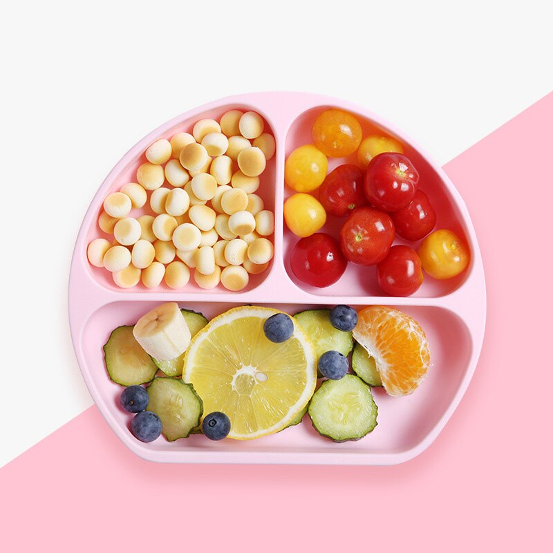 Xcqgh Food Grade Silicone Baby Kinderen Servies Schotel Vork Lepel Bib Set Babyvoeding Producten Plaat: pink dish