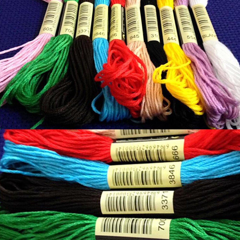 100 Pcs Embroidery DIY Silk Line Branch Threads Similar Dmc Thread Floss Skein Cross Stitch Thread Random Color