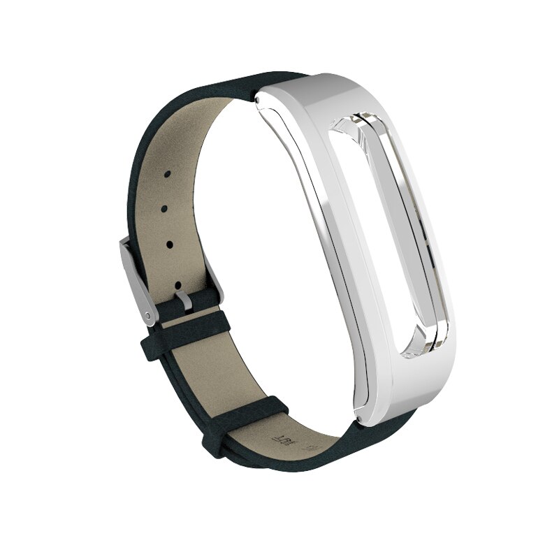Mijobs Leder PU Handgelenk Gurt für Huawei Honor Band 4 Laufende Band Smart Armband Sport Armband für Honor Band 4 lauf: blue and silver