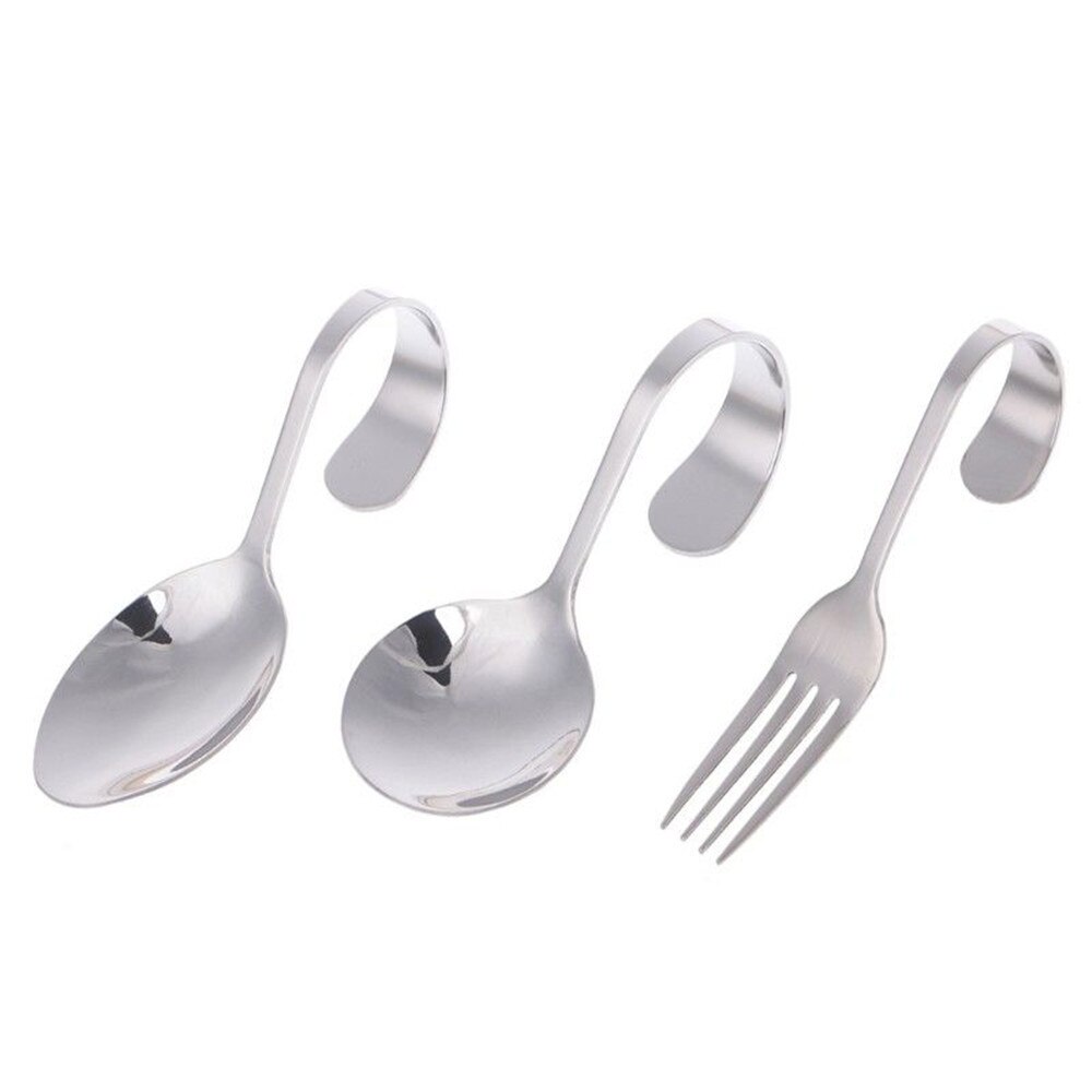 1pc rostfria bestick böjda handtag sked middagsgaffel porslin kökstillbehör