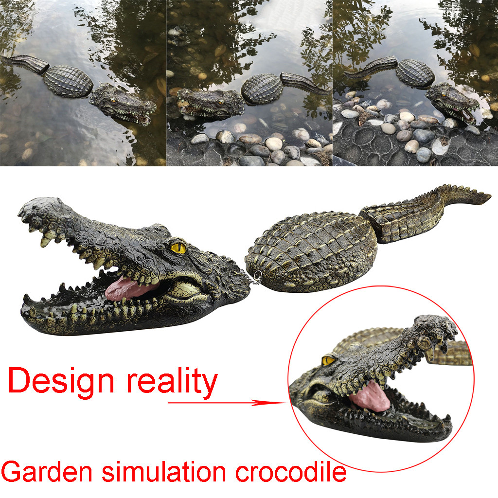 Flydende krokodille hoved dam pool vand have dekorationer flydende harpiks krokodille hoved til ornament
