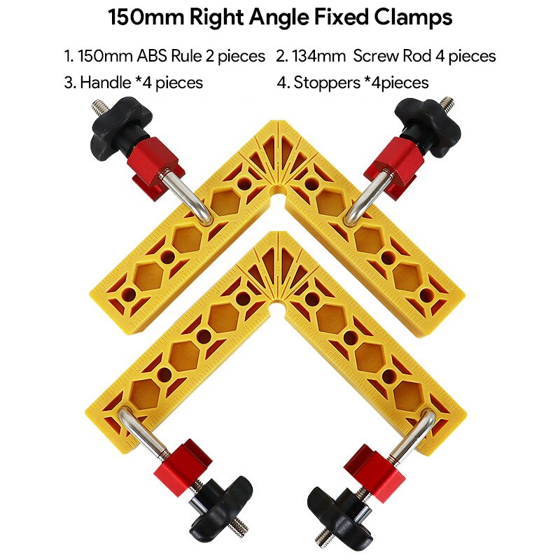 2 Sets 90 Degrees L-Shaped Auxiliary Fixture Splicing Board Positioning Panel Fixed Clip Carpenter Square Ruler Woodworking Tool: 150mm-ABS-Yel-2 sets