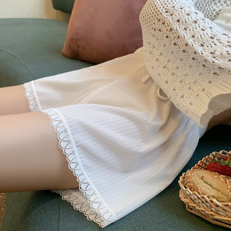 Loose ice safety pants women's anti light wear thin bottomed shorts lace high waist safety pants