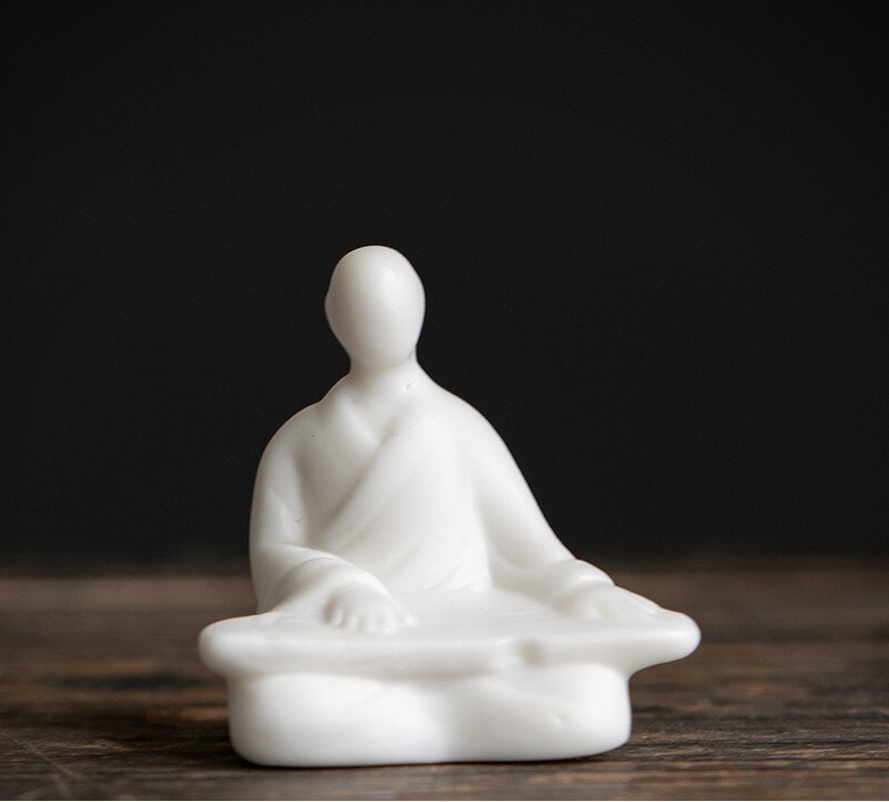 Statue en céramique en porcelaine blanche, décoration pour le thé, décor pour animaux de compagnie, ornement fait à la main, accessoires pour Table à thé, Boutique, service à thé: C  4.2X3X4.2CM