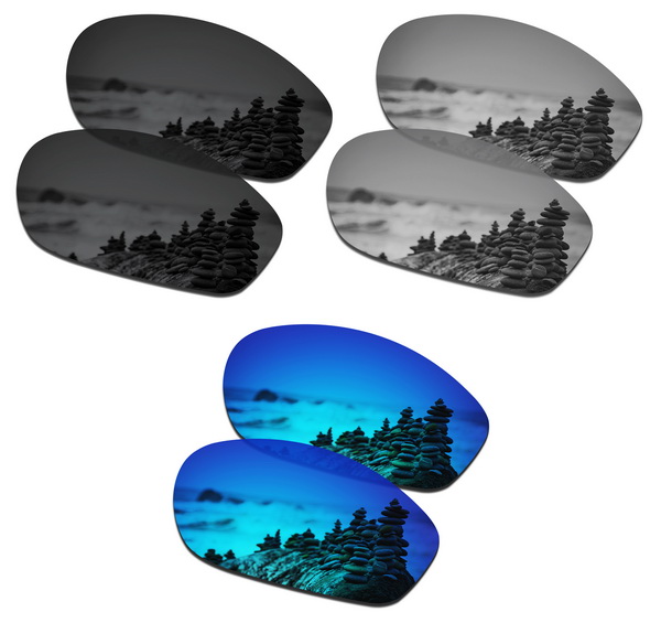 SmartVLT Replacement Lenses Polarized for Oakley Encounter Sunglasses - Multiple Pairs Packed: Black-Silver-Blue