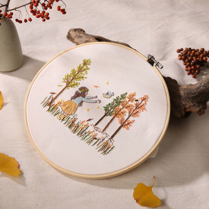 3D Stickerei DIY Kreuz Stich Bausätze Karikatur Blume aufbringen Hand einstellen mit Stickerei Band Handgemachte Kunst Handwerk NäHenne: A / 20cm Bambus Band Bausatz