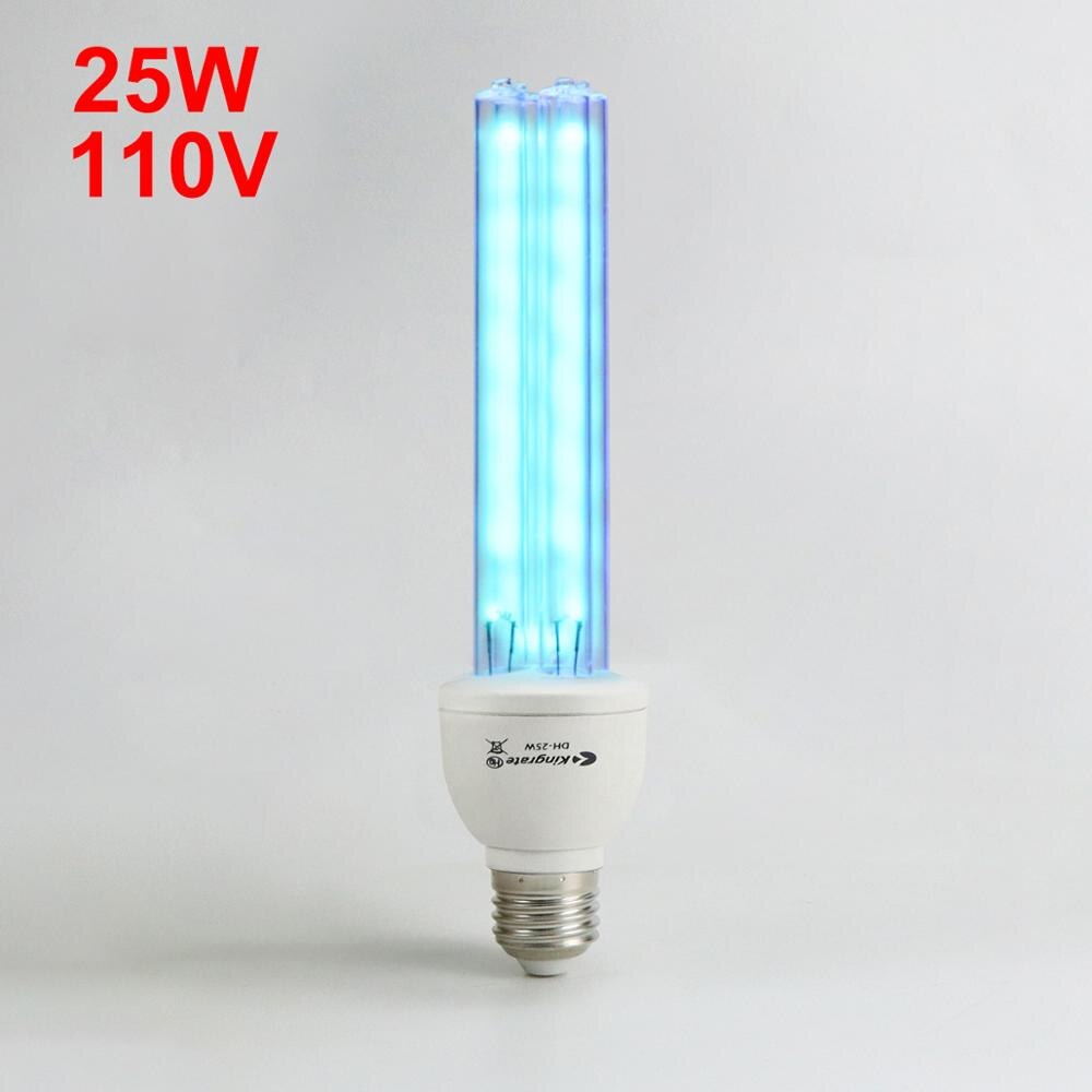 E27 15W 25W UV lampe lumière bleue Quartz germicide lampe maison LED ampoule Ozone/sans désinfection à l'ozone UVC lampe UV stérilisateur: 25w 110v / Without Ozone