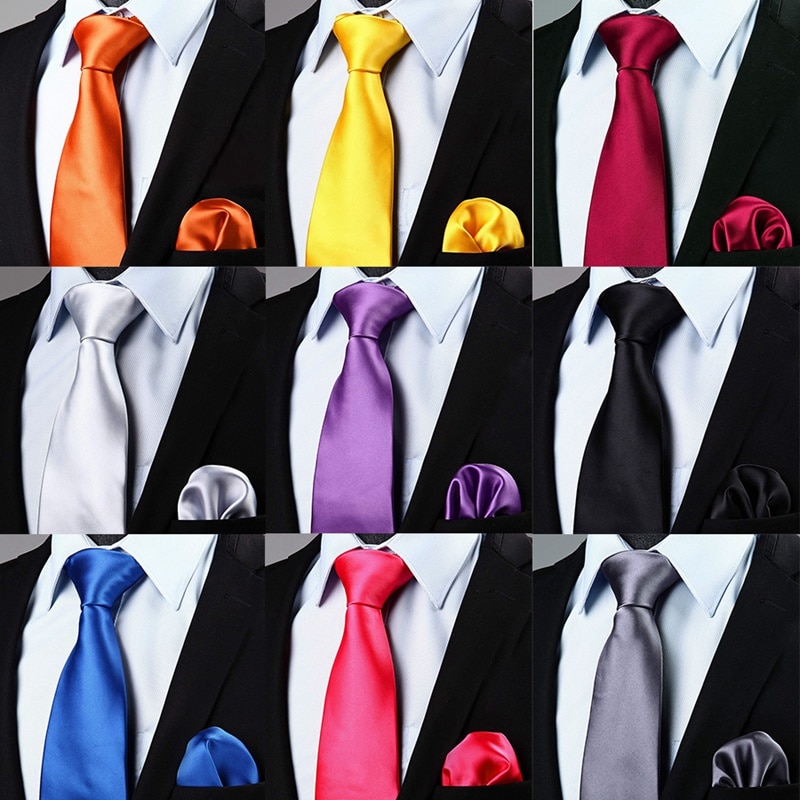 Heren Das Stropdas Set Solid Stropdassen Voor Man Zakdoek Party Voor Mannen Trouwjurk Accessoires