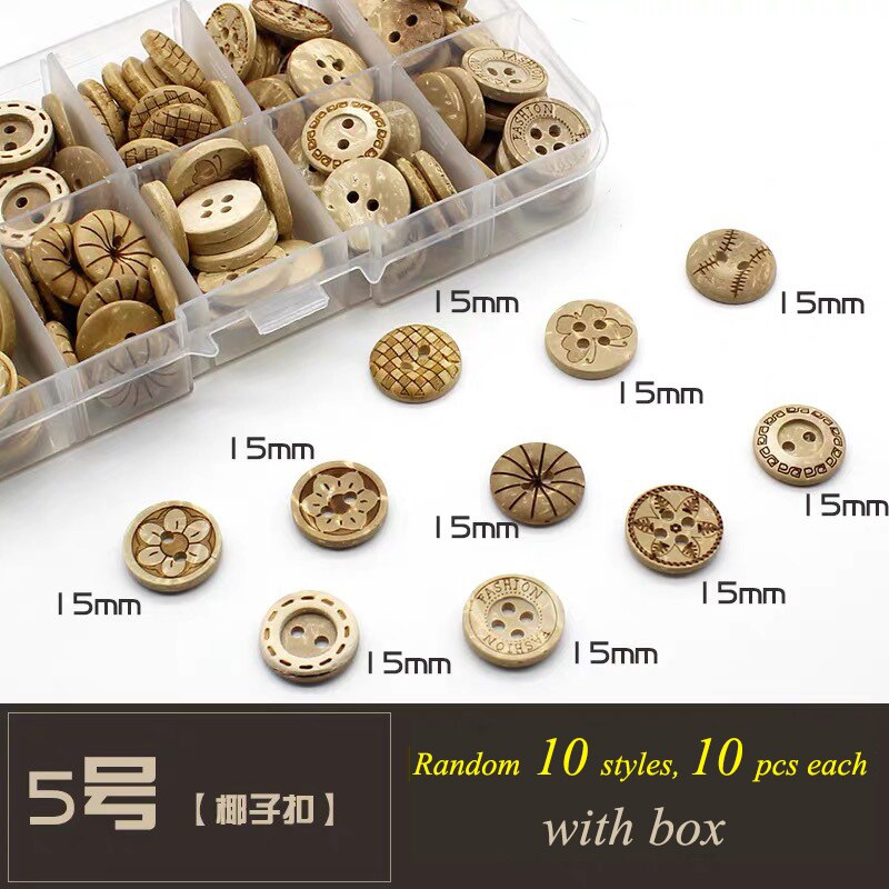 100pcs/lot Wooden Buttons for Cloth Decorative Sewing for Craft Supplies Diy Manualidades Accessories: 5