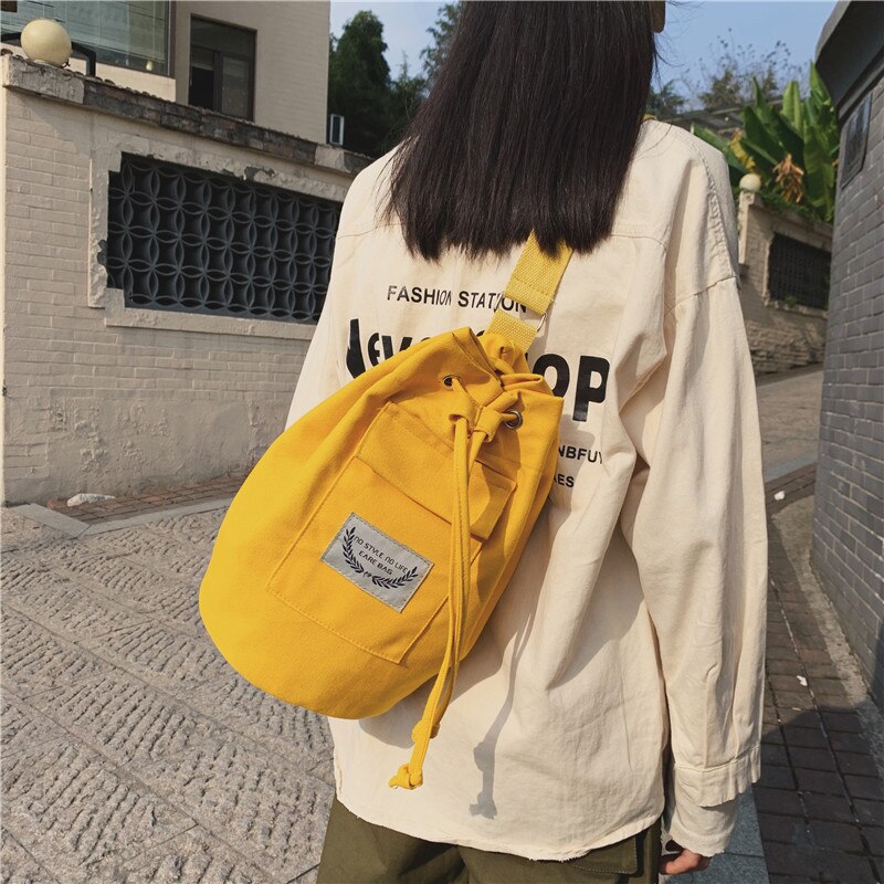 Unisex trekkoordtas heren canvas tas mobiele telefoon tas koreaanse crossbody tas voor dames dames schoudertas