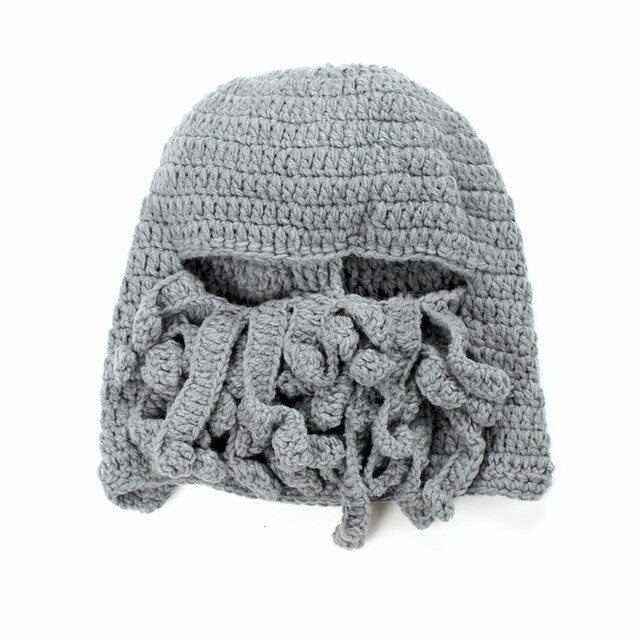 Nyhet rolig fest bläckfisk skäggmössa unisex djur cthulu virkad tentakel stickad vindmask skidkeps halloween hattar: 5