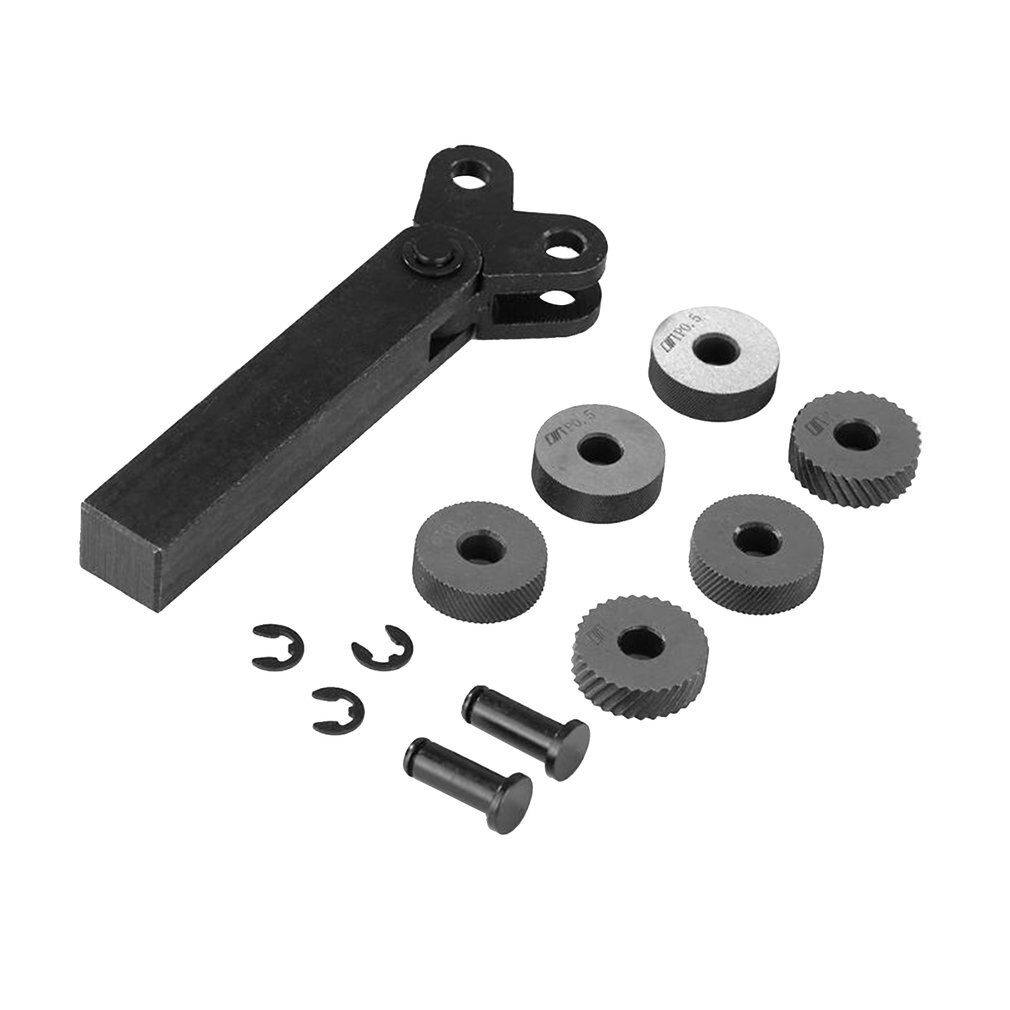 Juego de Herramienta de moleteado de doble rueda, 7 Uds., 0,5mm, 1mm, 2mm, juego de Herramienta de moleteado de rueda de torno de acero