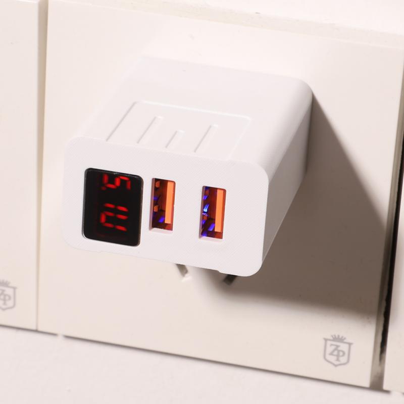 Smart Travel Charger 2.1A Digital Charger Display 2 Port USB Mobile Phone Accessories Charging ABS Plastic