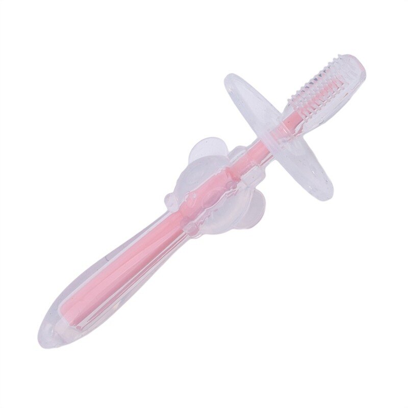 1 unidad de cepillo de dientes de silicona suave para niños, cepillo Dental para cuidado bucal, cepillo Dental para bebés, cepillo Dental para niños, artículos para bebés: Pink