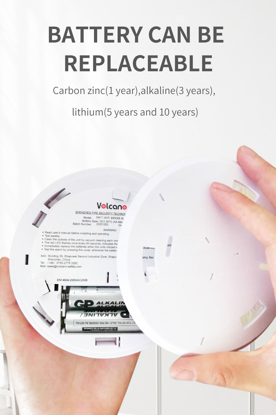 Ultra Thin Standalone Smoke Detector Sensor Home Security Photoelectric Rauchmelder Fire Alarm With CE Approval