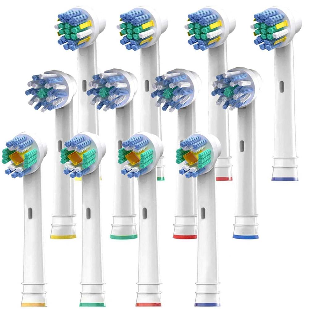 Udskiftning af børstehoveder til oral b - pakke  of 12 floss action, cross action & pro hvide børster til oral-b pro 500 1000 5000 6000