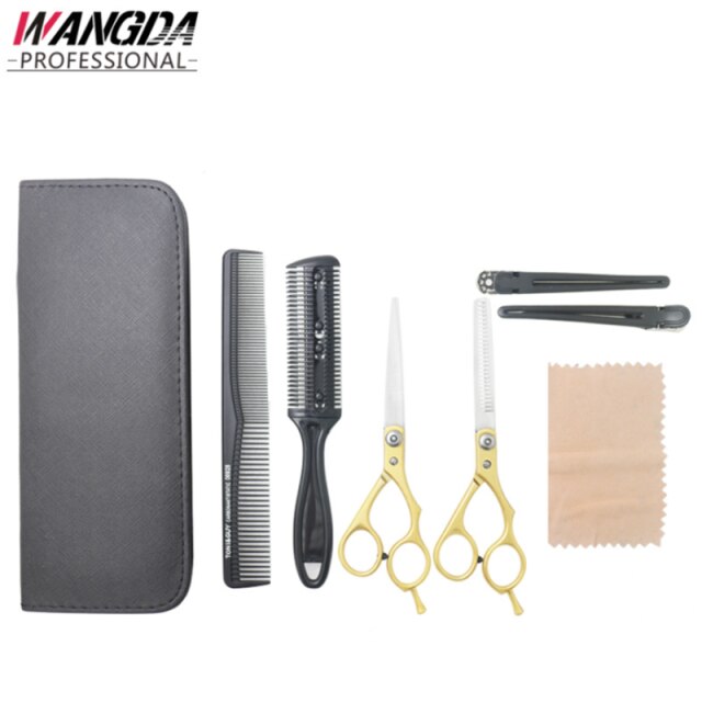 6.0 Inch Hairdressing Scissors Comb Set Hair Salon Haircut Hair Care Styling Set Is Also Used For Pet Hair Cutting: Golden Scissors Set