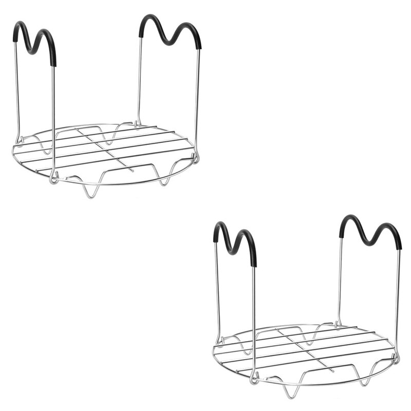 Steamer Rack Trivet with Handles Compatible Stainless Steam Rack Pressure Cooker Trivet for Easy Chicken Pot Removal: Default Title