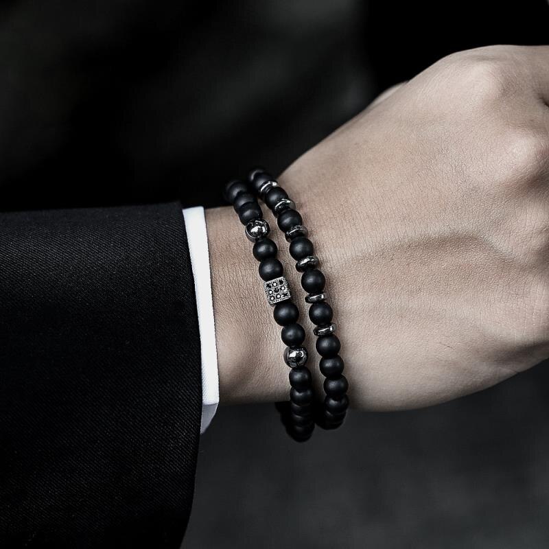 Set van 2pc/ bedelarmbanden voor heren, handgemaakte klassieke armband met kralen en stenen voor heren, sieraden pulsera hombre: 13