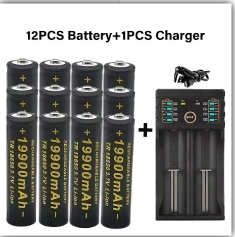 100% brand 18650 lithium battery flashlight with rechargeable battery 3.7V 19900mAh+201 charger for flashlights and other to