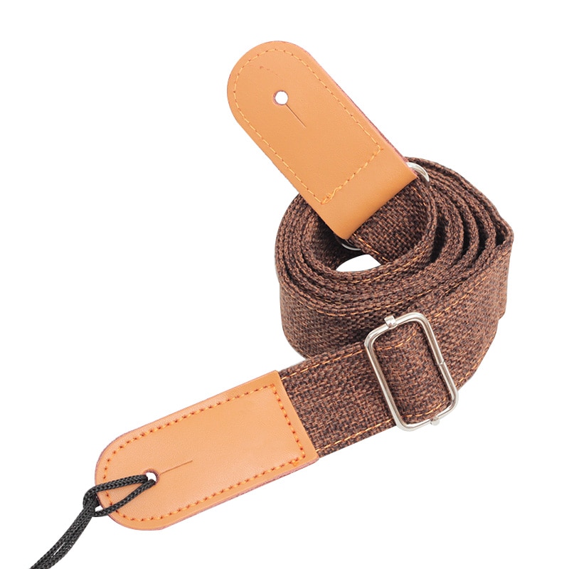 75-130cm Vintage Guitar Straps Linen Cotton ukulele strap Adjustable Leather Ends strap guitar Acoustic Electric Guitar Stripes