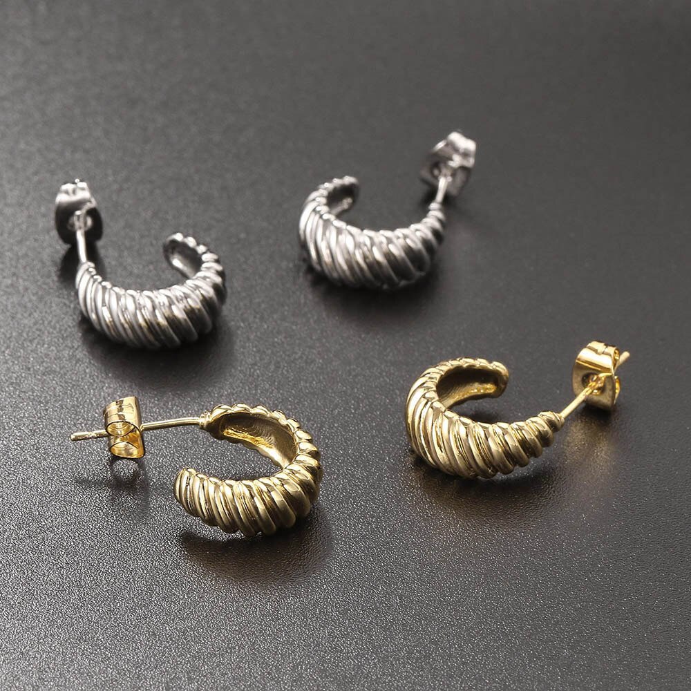 C form twist croissant øreringe til kvinder trendy chunky guld hoop øreringe cirkel rund ørering kvinde smykker  e473