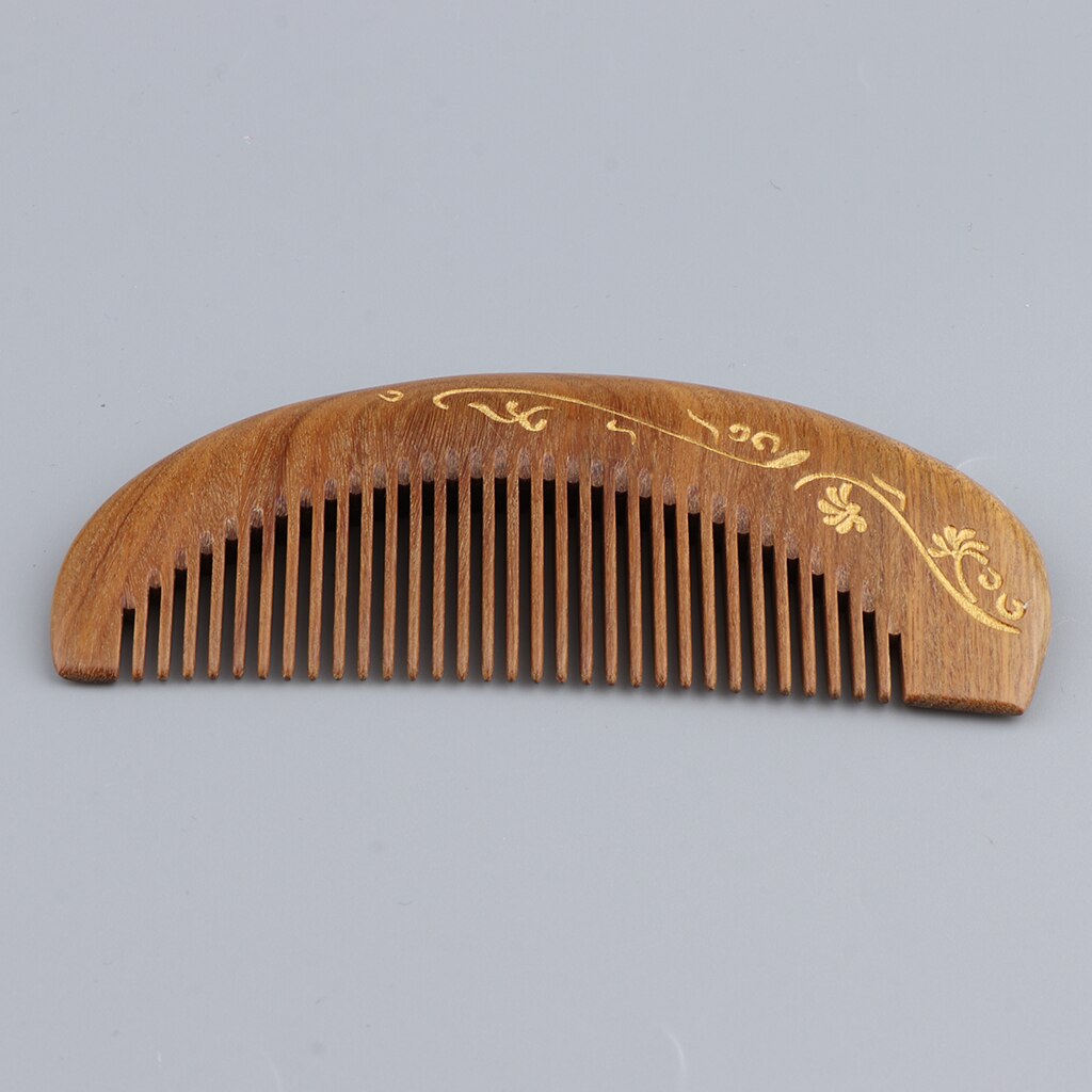 Handgemaakte Natuurlijke Groene Sandelhout Grove Haar Kam Anti-Statische Detangling Houten Haarborstel Bruin, 4.7Inch
