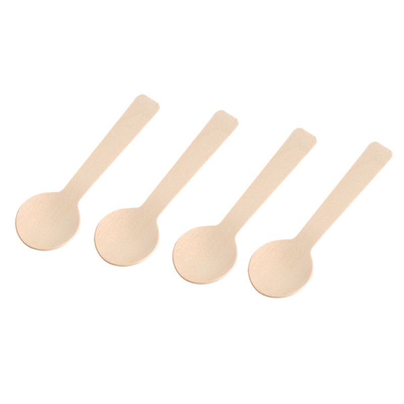 100 Stuks Wegwerp Houten Lepel Mini Ijs Lepel Hout Westerse Dessert Scoop Wedding Party Servies Keuken Biologisch Afbreekbaar