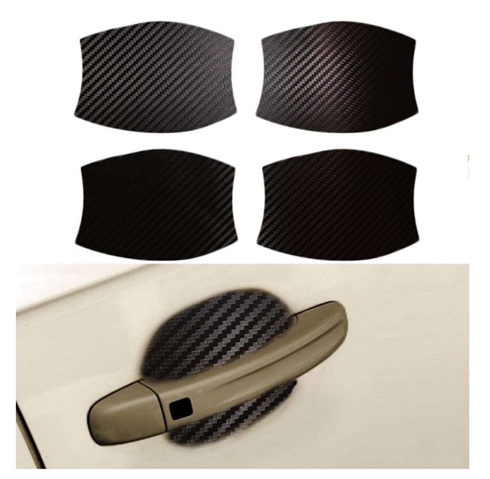 Car shape 3D carbon fiber door handle wrist anti-scratch sticker for Jeep Renegade Cherokee Wrangler Compass Patriot