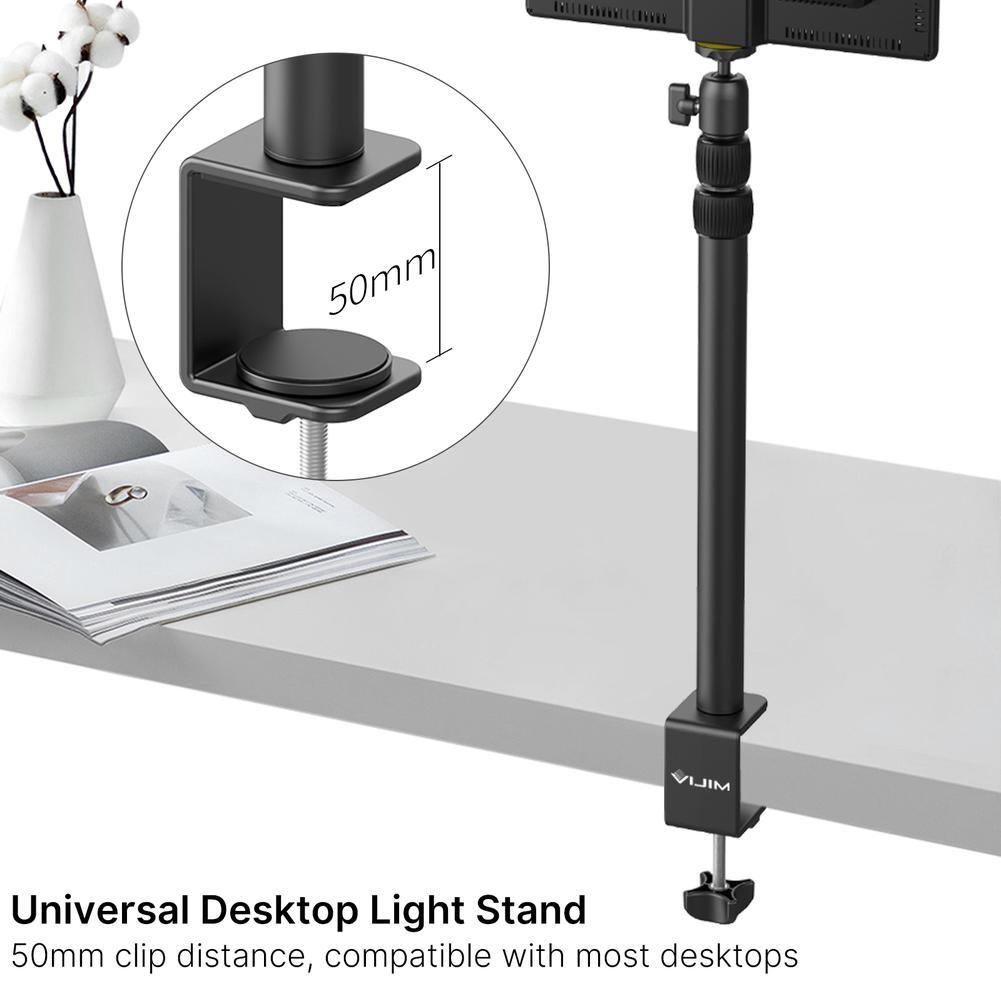 Vijim LS01 desk light mounting stand 96cm Adjustable Tabletop Stand With Removable Ballhead 1/4 Screw For Led light stand