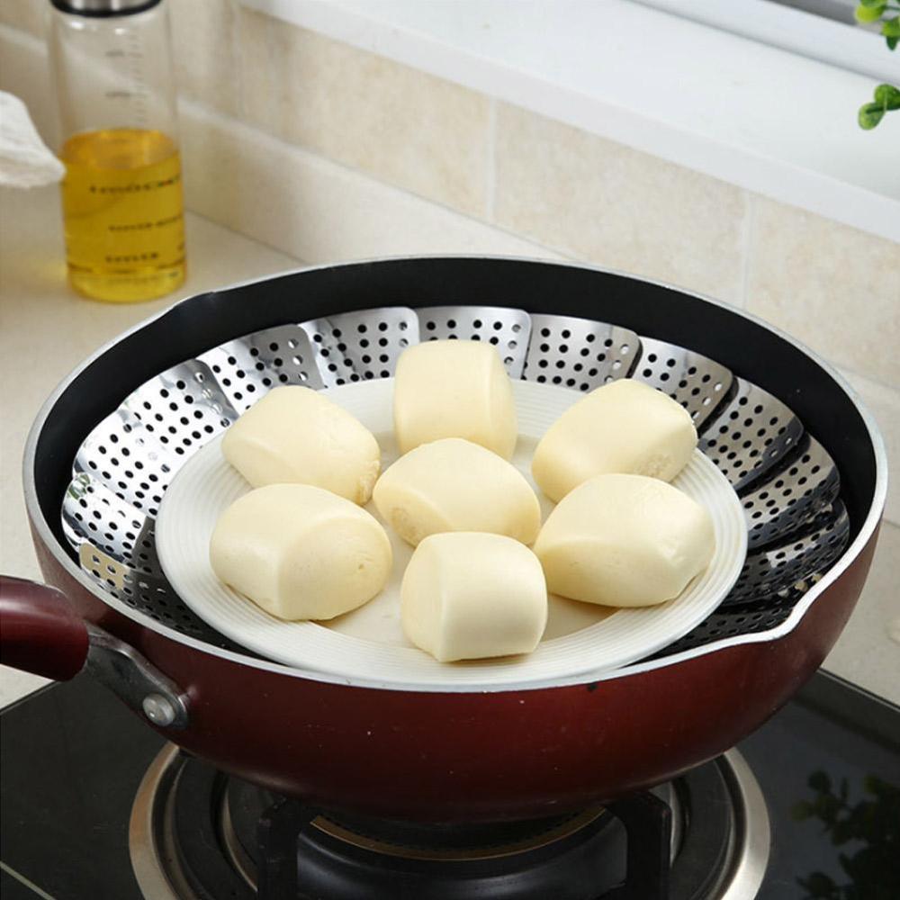 Foldable Stainless Steel Steamer Vegetable Kitchen Cooking Utensils Mesh Basket Fruit Rack Tools Steamer Cookware Food Kitc I4L1