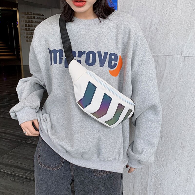 Torba na klatkę piersiowa dla mężczyzn płócienna torba biodrowa męska odblaskowa dupa Crossbody Pakiet saszetka na pasek zwykły torebki podróżne biodro torba na ramię