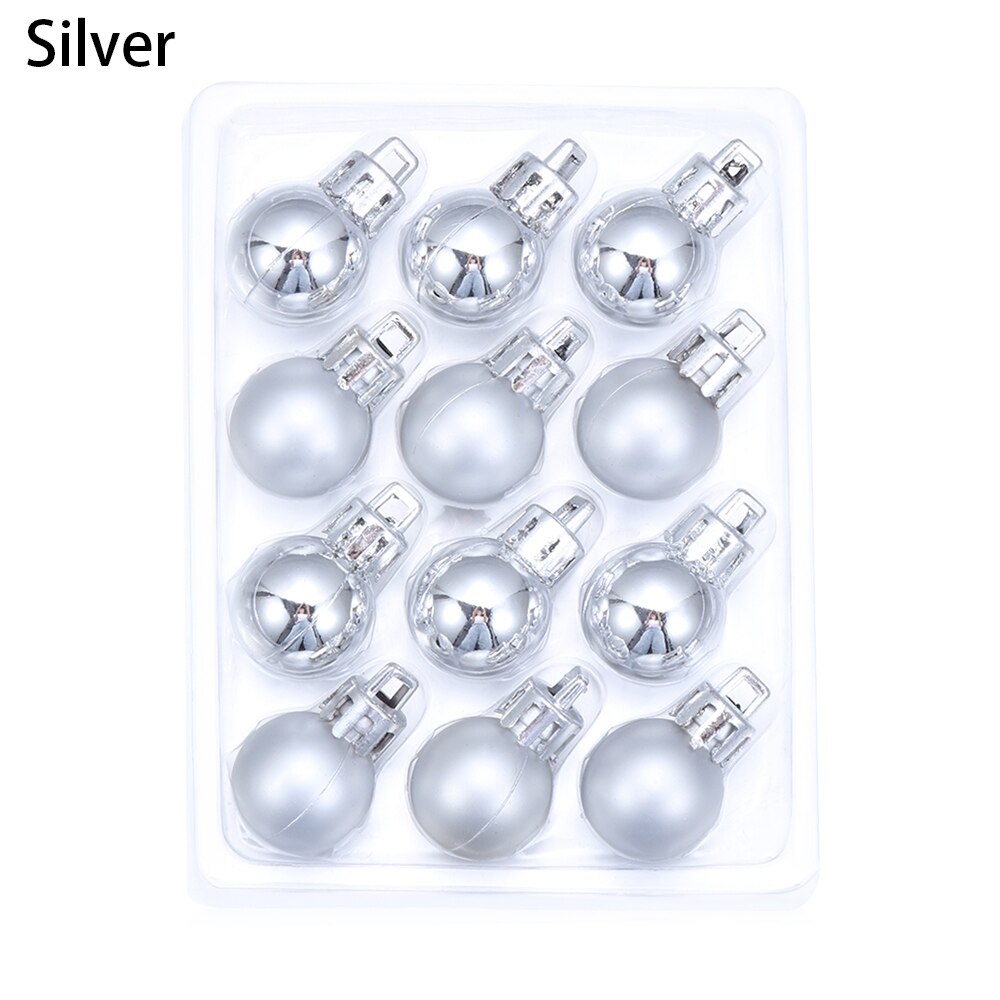 12Pcs 2cm Christmas Tree Decor Ball Bauble Xmas Party Hanging Pendant Ball Ornament for Year Christmas Home Tree Decor: Silver