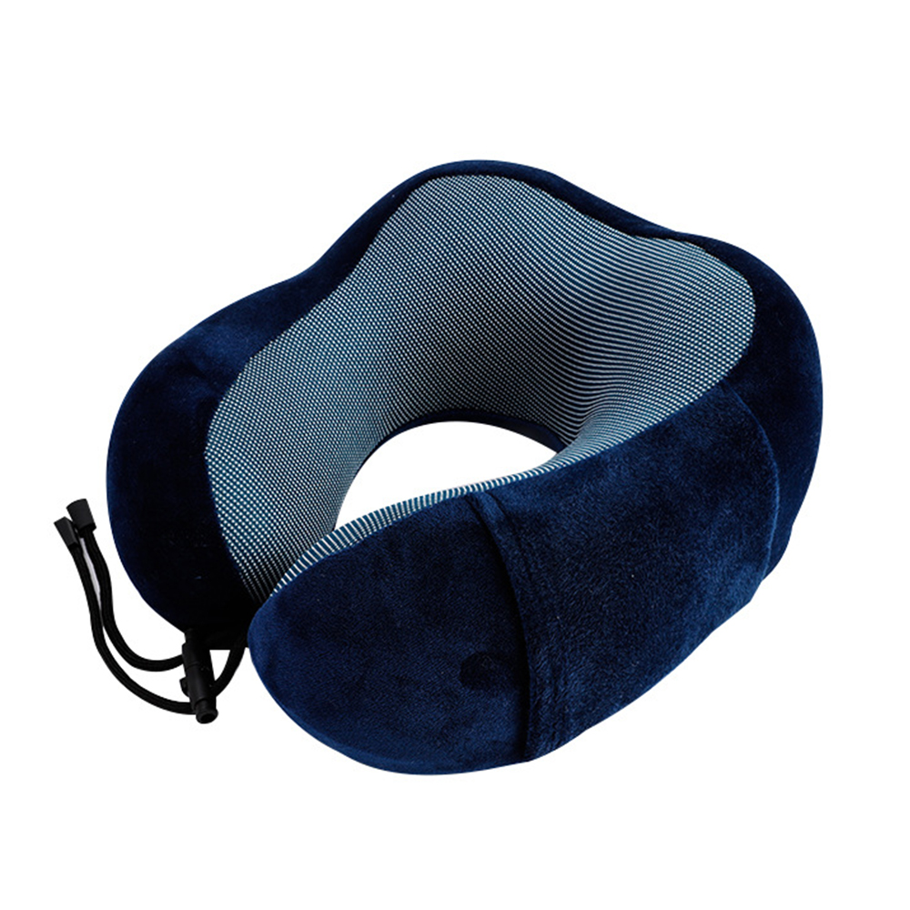 Voyage U forme oreiller cou mémoire mousse oreiller coussin bureau sieste oreillers pour sommeil pour avion voiture vol tête menton Support: Navy