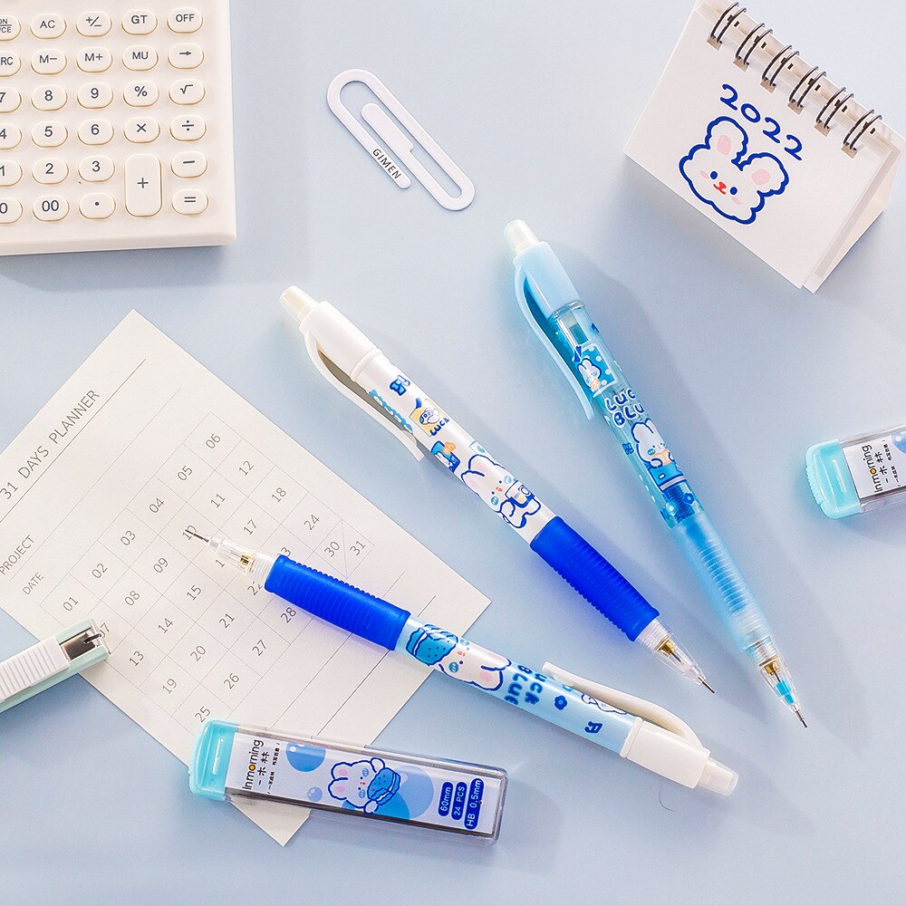 Kawaii Cartoon Mechanical Pencil Set With Lead Refill Cute Pencils With Eraser School Office Writing Supplies Stationery