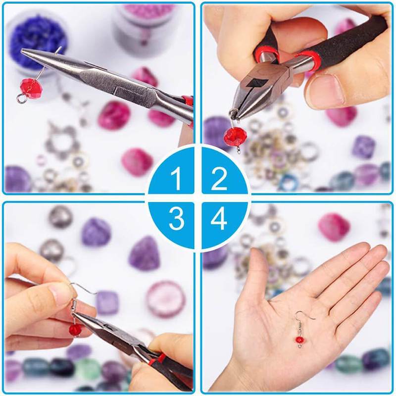 Metal Jewelry Making Tools Kit DIY Necklace Materials Repair Tools Kit with Pliers Silver Beads Jewelry Making Accessories