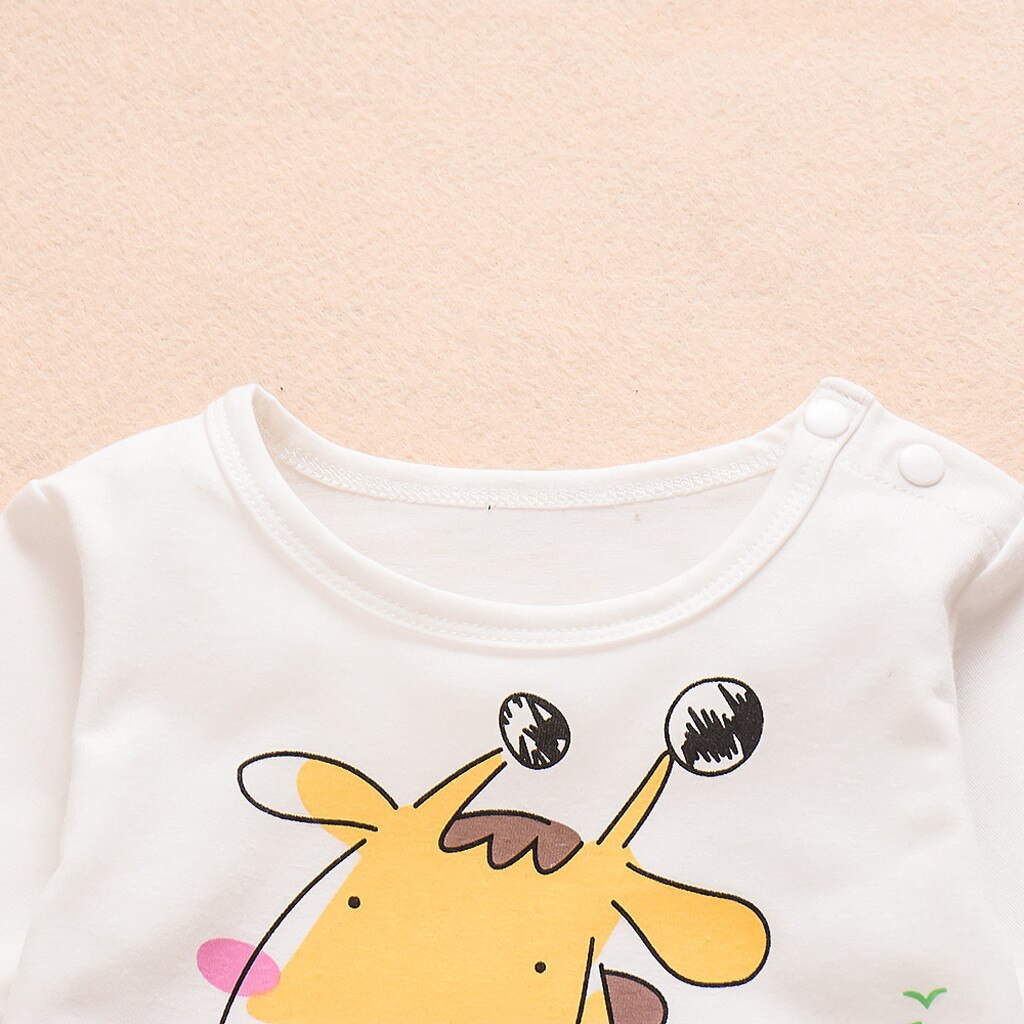 Mono con estampado de dibujos animados para bebé, niño y niña, Pelele de manga larga con dibujo de jirafa, conjunto de ropa de otoño, ropa para bebé niña