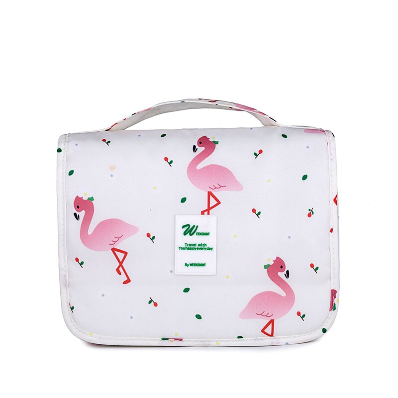 Vrouwen Reistas Grote Make-Up Organisator Zakken Voor Reizen Badkamer Waterdichte Waszak Opknoping Tas Beauty Kit: White Flamingo