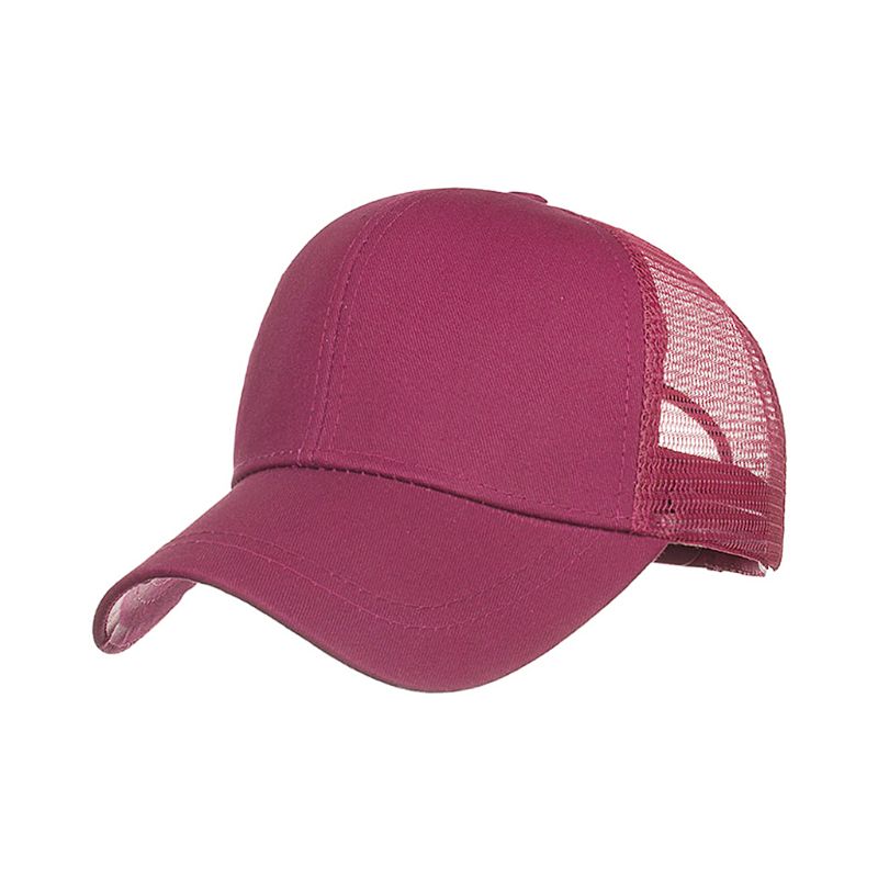 Udendørs solskærm hestehale baseball cap kvinder rodet bun tennis hat justerbar cap 'zt: Rød