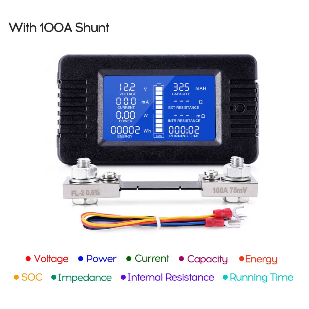 Lcd Display Volt Amp Meter Digitale Huidige Spanning Solar Power Meter Multimeter Amperemeter Voltmeter Batt-Ery Monitor Meter: 100A