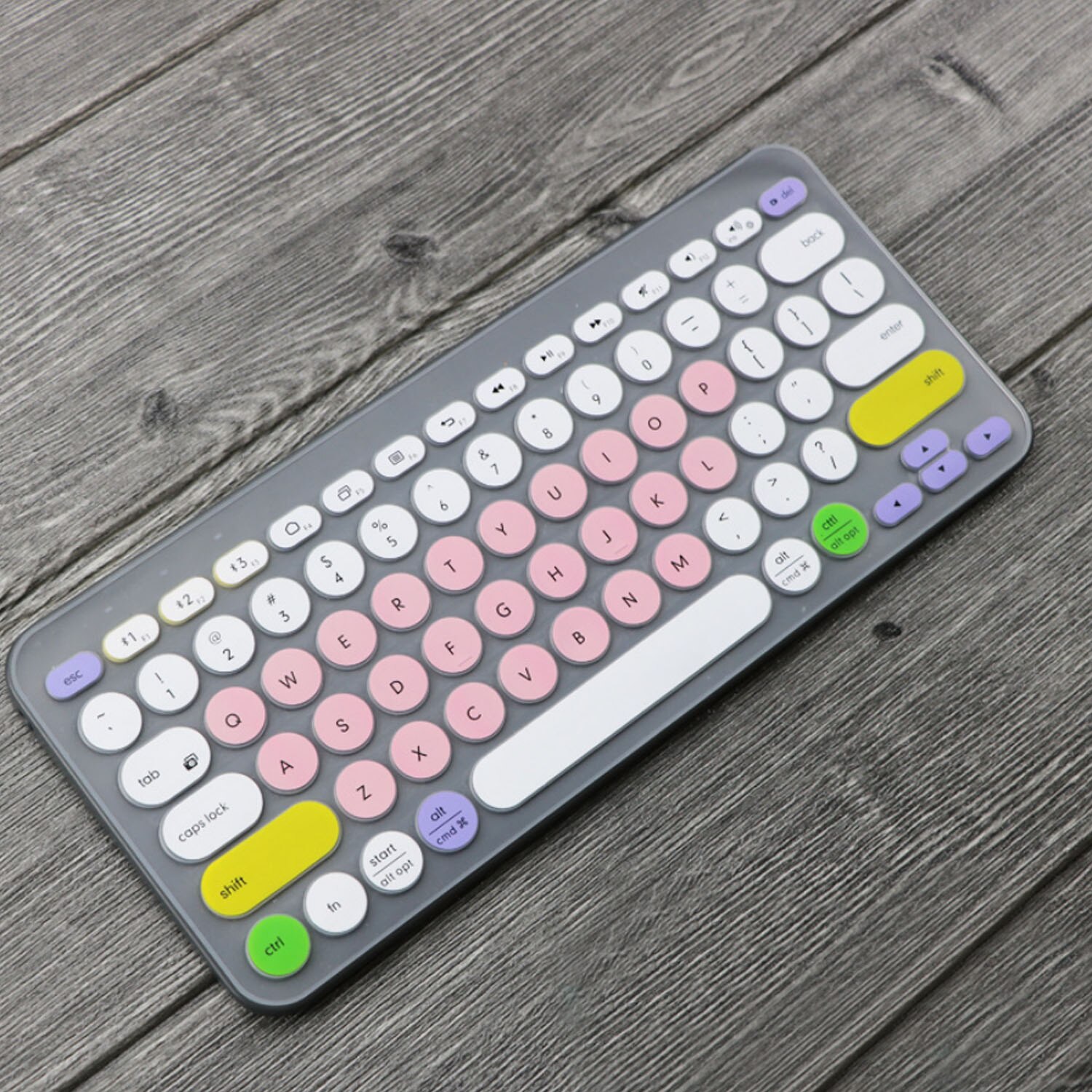 Besegad farverig laptop silikone tastatur cover hud klistermærke beskytter til logitech  k380 bluetooth tastatur