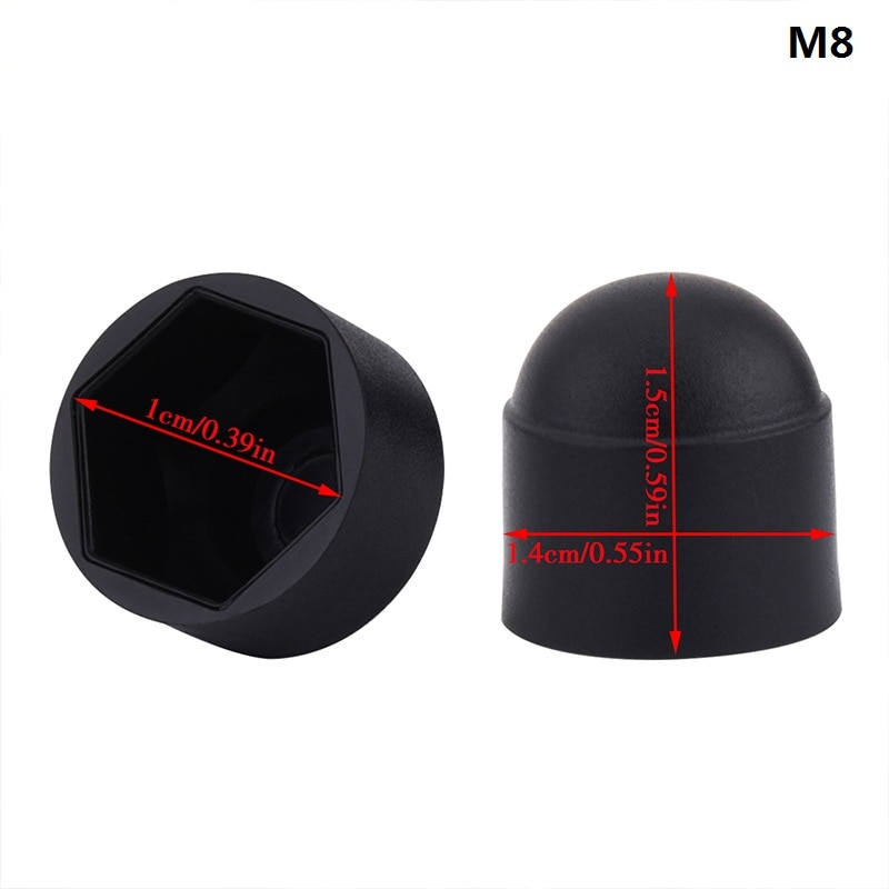 Ns modify 10 stk/sæt universal auto skrue beskyttelse hætter  m8 m10 bolte møtrikker hoved hætter dæksel sort bil interiør tilbehør