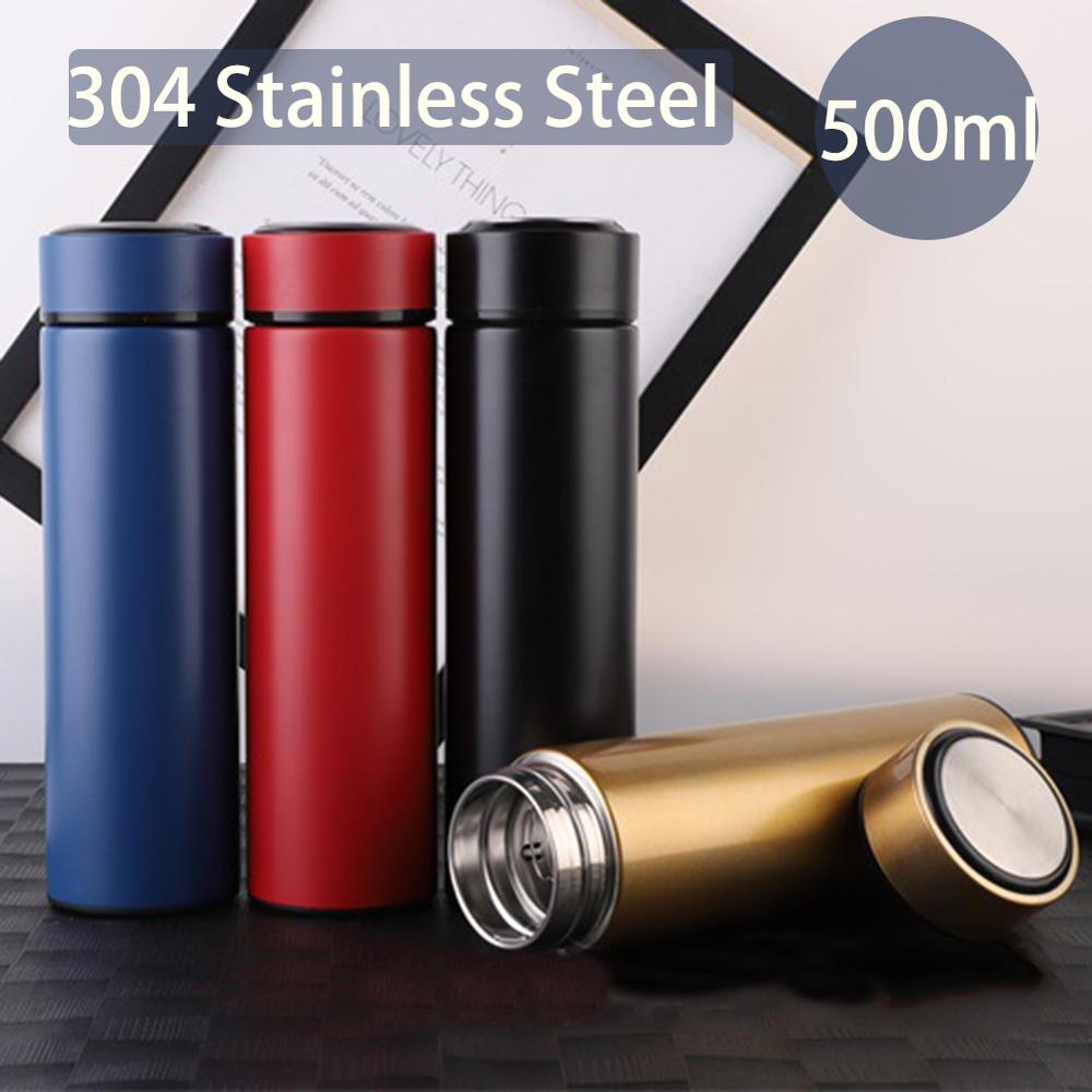 Termo de acero inoxidable de 500ml, botella térmica portátil, jarra de café con aislamiento al vacío, botella de agua para viajes al aire libre, taza para escalada