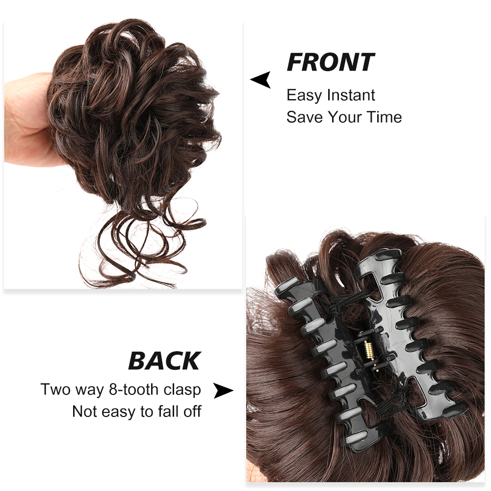 Chignon chignon désordonné synthétique, pince à griffes, chignon bouclé, chignon ondulé, longue barbe, queue de cheval ébouriffée, chouchou pour 03/Wear