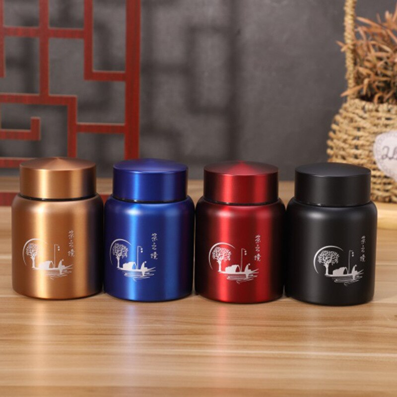 Stainless Steel Tea Caddy Large-capacity Sealed and Leak-proof Metal Storage Tank
