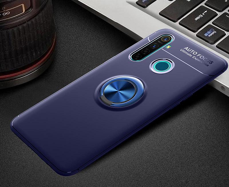 Étui antichoc pour OPPO Realme 5 Pro étui anneau de doigt aimant mat housse en Silicone pour Realme 5 Pro 6.3 pouces étuis Fundas: Realme 5 Pro / Bleu