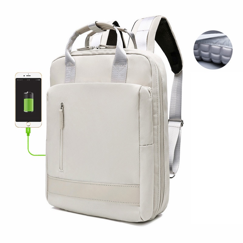 Waterproof Stylish Laptop Backpack Women 13.3 14 15.6 inch Korean Oxford Canvas USB College Backpack Bag Female Mochila