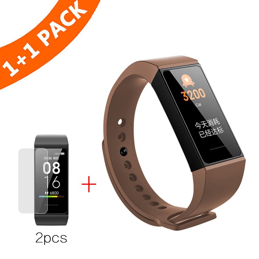 Pulsera para Xiaomi Redmi Band, correa de silicona para pulsera inteligente Redmi Band con Protector de pantalla: Brown