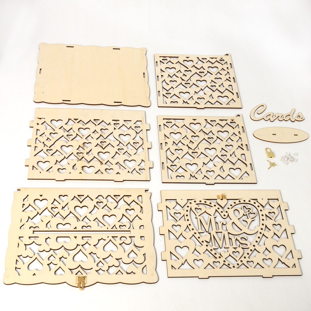 Diy Wooden Card Box For Mr. And Mrs. Wedding Supplies Sign-in Box Wooden Wedding Card Box